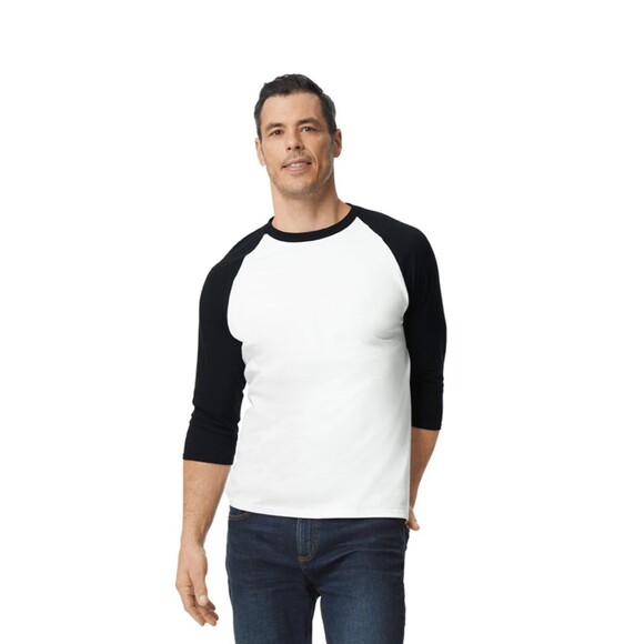 Gildan Men's 3/4 Raglan Sleeve T-Shirt - Large - Picture 1 of 3